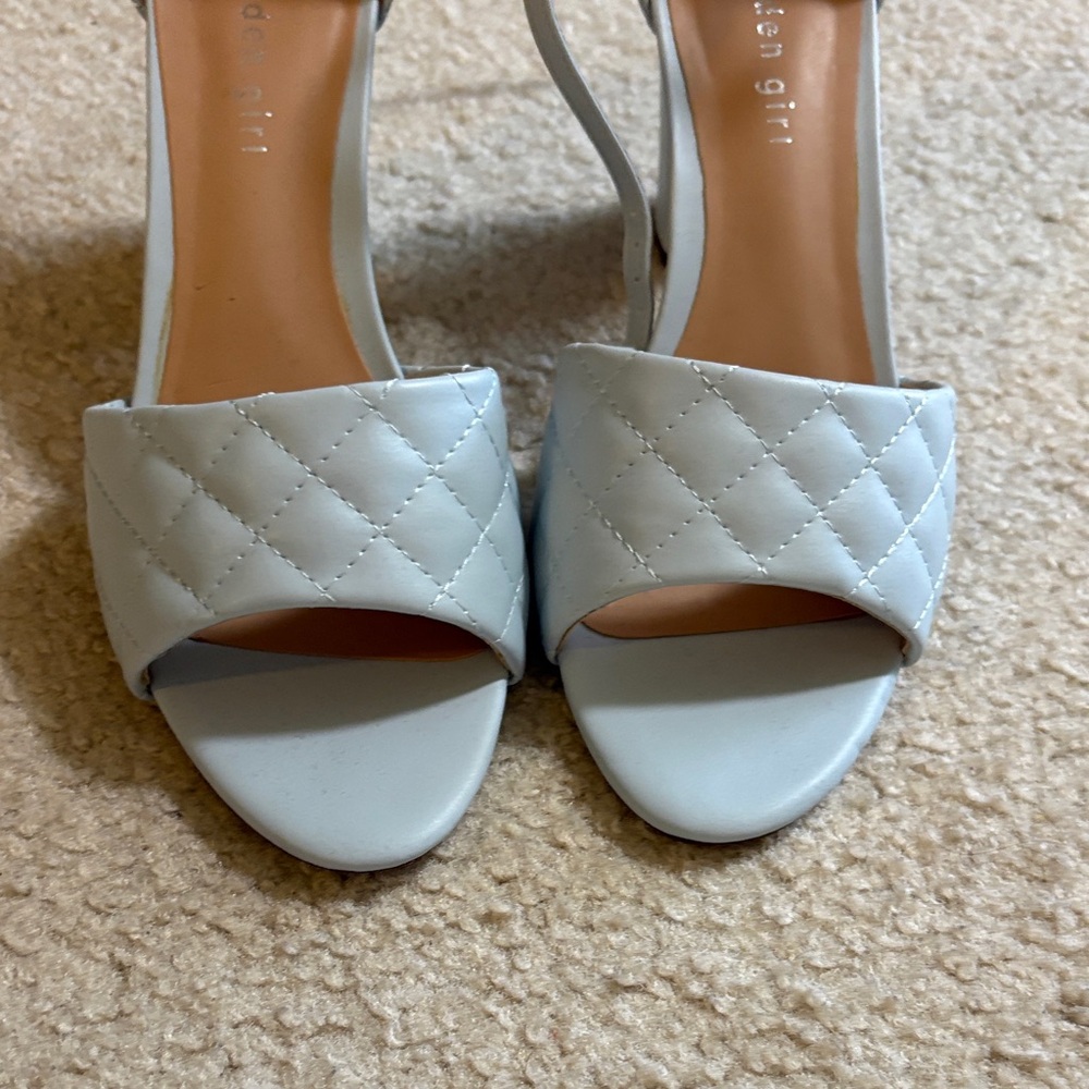 Madden Girl Quilted Light Blue Block Heel Sandals - Picture 2 of 4